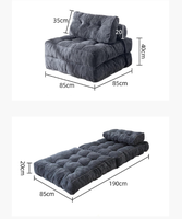 Canapé-lit pliant multifonctionnel moderne Tenghang en velours avec rembourrage en coton, convertible, inclinable, avec support dorsal, une place, pour petit salon
