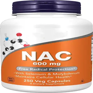 Selenyum ve molibden, 600 sebze kapsülü ile NAC (n-asetil sistein) 250 mg