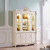 Meuble à vin en bois blanc classique, vitrine d'angle pour salon, meuble de salle à manger, bar européen, armoire à vin en bois pour la maison