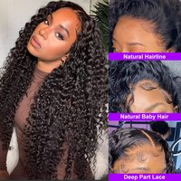 Perruque frontale Deep Wave densité 250, 13x4 13x6, en dentelle HD, cheveux humains bruts alignés sur les cuticules, pour grossistes
