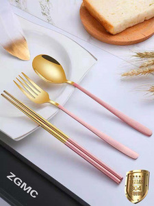 Xách tay thiết lập dao kéo với logo cho các hoạt động ngoài trời 304 thép không gỉ muỗng nĩa đũa cho du lịch công ty Quà Tặng - Product Image 3