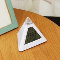 Termómetro de calendario perpetuo para decoración del hogar, reloj despertador Digital colorido con pirámide triangular y retroiluminación