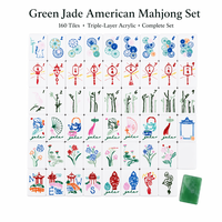 Jeu de Mahjong américain en jade vert, 160 tuiles, plateau complet en acrylique triple couche, jeu de société pour soirée familiale