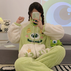 <span class=keywords><strong>Pigiama</strong></span> da <span class=keywords><strong>Donna</strong></span> <span class=keywords><strong>Invernale</strong></span> Termico <span class=keywords><strong>in</strong></span> Coral Fleece a Maniche Lunghe all'Ingrosso Stile Sportivo Carino Cartone Animato - Product Image 3