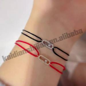 French Romantic 925 Sterling Silver Gold Plated Zircon Charm <b>Bracelet</b> Good Fortune Red Rope Adjustable Hand Jewelry <b>Sweet</b> - Product Image 3