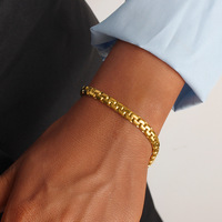 Bracelet Hip Hop YF8005 pour femmes, hommes et couples, plaqué or 18 carats, acier inoxydable résistant à l'eau, pour tous les jours