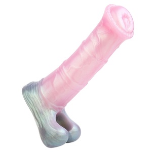 YOCY Funda de silicona líquida reutilizable con forma de pene de caballo de fantasía, anillo para el pene, funda de alargamiento, funda de dildo de caballo para hombre 18+ - Product Image 4