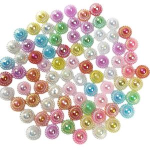 Accesorios DIY hechos a mano para el cabello, equipaje y joyería: Adornos planos de girasol de ABS, lazos con cuentas de imitación de perlas y piezas de plástico pintado - Product Image 4