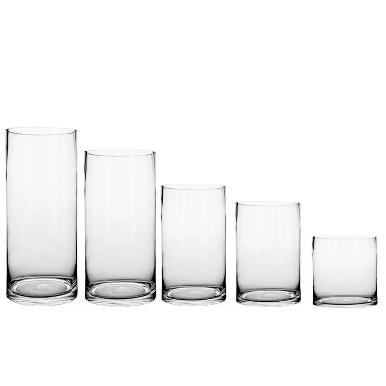 wholesale home decorative tall shape clear classic glass cylinder vase glass flower vase