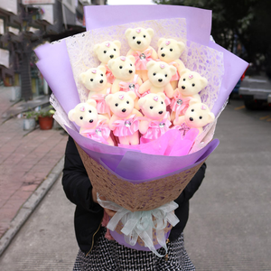 Bán buôn kim cương gấu phim hoạt hình bó hoa gấu búp bê bọt gấu hoa vật liệu đóng gói 10 cái/túi Ngày Valentine - Product Image 5