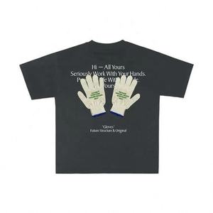 เสื้อยืดวินเทจหนาเปิดไหล่ตกผ้าฝ้ายสีดำพิมพ์ลายสตรีทแวร์ออกแบบโลโก้ได้ตามต้องการ - Product Image 2