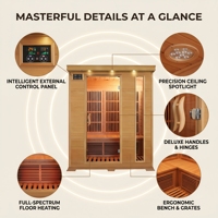 Sauna intérieur Ploutara Contractor 150 cm (59 po) en cèdre canadien 360, avec application Heat Smart, certifié ETL CE, pod de bien-être modulaire préfabriqué