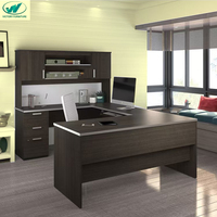 Bureau en U avec rangement, tiroirs utilitaires et bibliothèque, ensemble de bureau pour la maison, personnalisation d'usine