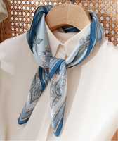 Foulard carré en soie de mûrier 100% imprimé pour femme, léger, en satin, multifonctionnel, petite taille, élégant