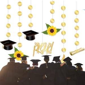 Guirnalda Decorativa Negra <span class=keywords><strong>y</strong></span> Dorada con la Leyenda 'Felicidades Graduado' para Graduación <span class=keywords><strong>y</strong></span> Ramadán, con <span class=keywords><strong>Gorro</strong></span> Brillante, <span class=keywords><strong>Diploma</strong></span>, Estrella <span class=keywords><strong>y</strong></span> Sombrero - Product Image 3