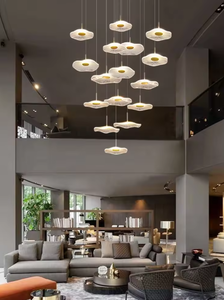 Éclairage de zèle tendant la lumière de forme de lotus pour la suspension créative en verre d'or de salon - Product Image 6