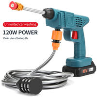 Hidrolavadora Eléctrica Portátil Inalámbrica de 21V de Calidad Superior, Color Azul, para Autos