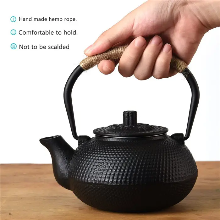 Kişiselleştirilmiş siyah Teaware çin emaye çay takımları japon Tetsubin çay su ısıtıcısı dökme demir demlik