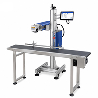Machine de marquage laser CO2 40W avec convoyeur pour codage en vol sur verre, métal, plastique, bouteilles, canettes, date d'expiration, lot, code-barres