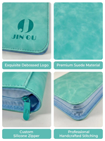 Portefeuille de collection de cartes en cuir nubuck personnalisé à 4 pochettes, en daim, imperméable, avec fermeture éclair, pour cartes TCG