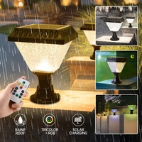 Lámpara Solar para Poste con Control Remoto a Prueba de Lluvia, RGB y 3 Colores Blancos, Sensor Automático de Anochecer y Amanecer, Lámpara Decorativa para Pilar de Valla de Villa