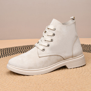 Unisex Brown <b>Faux</b> Ankle <b>Boots</b> Round Toe Rubber Sole Comfortable Autumn Wear - Product Image 2