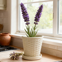 Pot de fleurs en plastique PP durable au design traditionnel avec trou de drainage, capacité de 1,42 L, pour plantes succulentes d'intérieur et jardinage