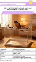Perchoir de bureau ergonomique en acrylique pour perroquet cockatiel, hauteur réglable, base antidérapante