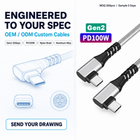 Cable DE DATOS USB C 100W Trenza de nailon Carga rápida Doble tipo C a tipo C Cable USB 3,1 para uso en computadora e impresora