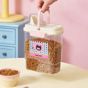 Portable Handle Pet Food <b>Storage</b> Container with U-Shaped Spout & Measuring Cup <b>for</b> Home Kitchen Dry Food Dispenser - Product Image 3