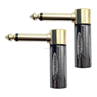 Connecteur audio mono TS 2 pôles mâle plaqué or 6,35 mm (1/4 po) à angle droit de 90 degrés pour microphone, guitare, instrument
