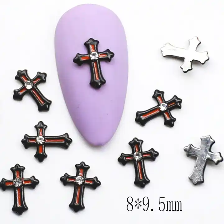 Silver antique Cross nail Decals Gold Christian Nails charms