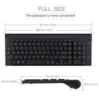Ensemble clavier et souris sans fil USB 102 touches 2,4 GHz Clavier et souris sans fil ultra fins Combo Clavier pleine taille pour ordinateur