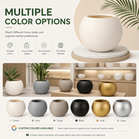 Pot de fleurs rond en plastique moderne pour l'intérieur et l'extérieur, léger, décoratif, aspect céramique, pot de jardin en plastique