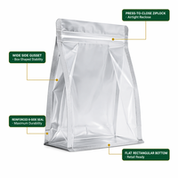 Sachet alimentaire recyclable Ximu à fond carré, fermeture éclair PE, scellage 8 côtés, qualité alimentaire, pour bonbons, OEM disponible