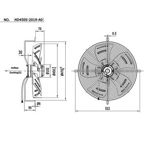 มอเตอร์พัดลมแกนหมุนภายนอกแบบไฟฟ้า YWF4D-450S พร้อมลูกปืน  ปริมาณลม 5140 ลูกบาศก์เมตร/ชั่วโมง ความเร็ว 1350 รอบ/นาที สำหรับชุดคอนเดนซิ่ง OEM - Product Image 2