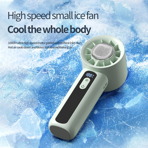 High Speed Small Ice Fan - Foldable Design Blows <b>Air</b>-<b>Conditioning</b> Wind, Handheld Desktop Fan for Personal Use - Product Image 2