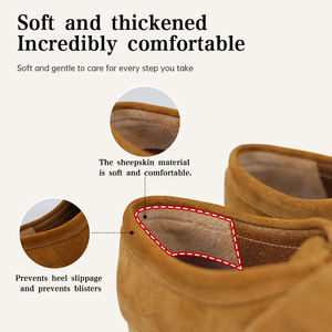 Heren Dames Schapenvacht Kangoeroe Vierkante Teen Ademende Schoenen Zachte Zolen Casual Leer Britse Retro Stijl Antislip Dikke Schoenen - Product Image 4