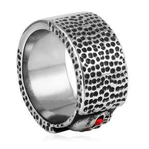 yunnique Men's <b>Titanium</b> Steel Skull <b>Ring</b> Red Eyes Polka Dot Design Fashion Jewelry Gift - Product Image 4