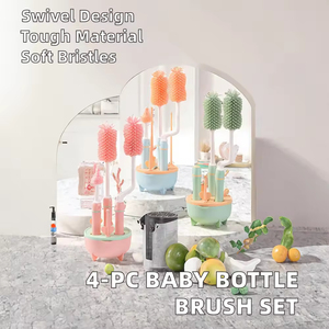 Baby Feeding <b>Bottle</b> <b>Brush</b> Kit Travel Food Grade Silicone Soft Brushing Plastic Baby Milk <b>Bottle</b> <b>Brush</b> - Product Image 4