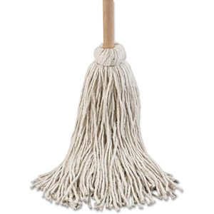 Boardwalk BWK132C #32 54 In. Natural Wood Handle 6-pack Set of White Cotton Head <b>Mops</b> Deck <b>Mop</b> - Product Image 1