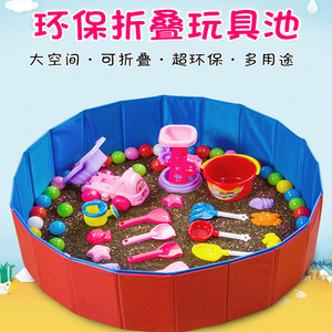 LCWJ - Piscina de Arena Plegable de 100 cm x 120 cm, Diseño Costero de PVC Rojo, para Niños, Ecológica, para Uso en Interiores y Exteriores - Product Image 5