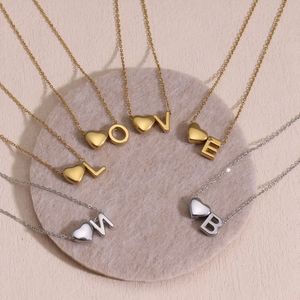 Collana con Ciondolo a Lettera in Acciaio Inossidabile Placcato Oro 18k, Collana con Ciondolo a Cuore Semplice e Trendy, Bracciale e Cavigliera per Gioielli Quotidiani - Product Image 3