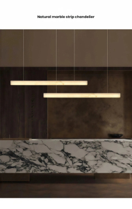 JYLIGHTING Restaurant Bar Minimalist Modern Marble Linear Pendant <strong>Lights</strong> Alabaster Hanging <strong>Chandelier</strong> for Dining Room Table - Product Image 3