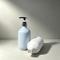 Bouteille pompe HDPE recyclable 500 ml, conteneur cosmétique vide, tête à anneau argenté, logo personnalisé, couleur OEM ODM, shampoing, lotion corporelle