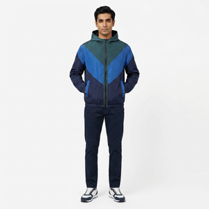Veste coupe-vent pour homme personnalisée avec doublure en lin, respirante, séchage rapide, légère, en coton, coupe-vent, imprimée, avec col montant - Product Image 1