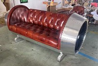 Canapé en cuir de luxe rétro industriel, style loft, fauteuil de salon, design moteur d'avion, pour chambre, salle à manger, hôtel