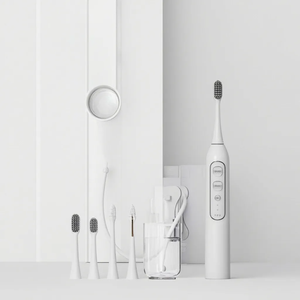 Bomba de hilo dental de <span class=keywords><strong>agua</strong></span> recargable eléctrica 3 en 1, <span class=keywords><strong>cepillo</strong></span> de <span class=keywords><strong>dientes</strong></span> dental <span class=keywords><strong>con</strong></span> 3 cabezales para limpieza de cálculo de placa de <span class=keywords><strong>dientes</strong></span> - Product Image 4