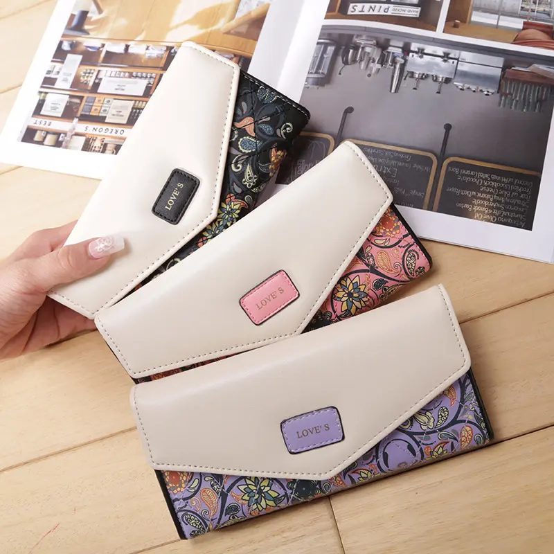 2023 Floral Flower Printing Designer Ladies Card Holder Women Wallet Coin Bag Purse Clutch