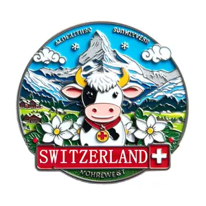 Özelleştirmek logosu Metal yemek zili edelcow inek kar dağ İsviçre hatıra buzdolabı mıknatısı